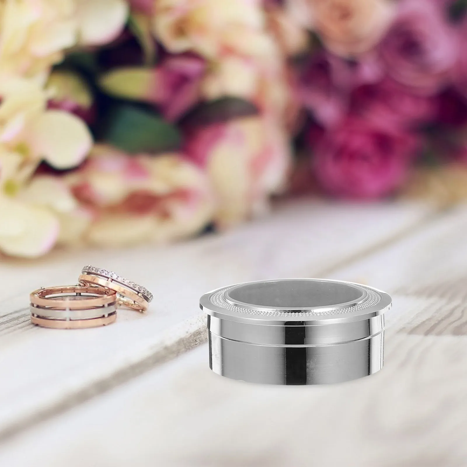 

Elegant Round Metal Gemstone Display Box Clear Acrylic Lid for Diamond Crystal Stone Collection Storage Jewelry Showroom Retail