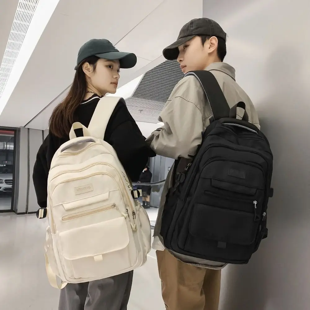 

Корейский простой школьный рюкзак большой вместимости из нейлона, многослойный водонепроницаемый рюкзак для студенток, для активного отдыха