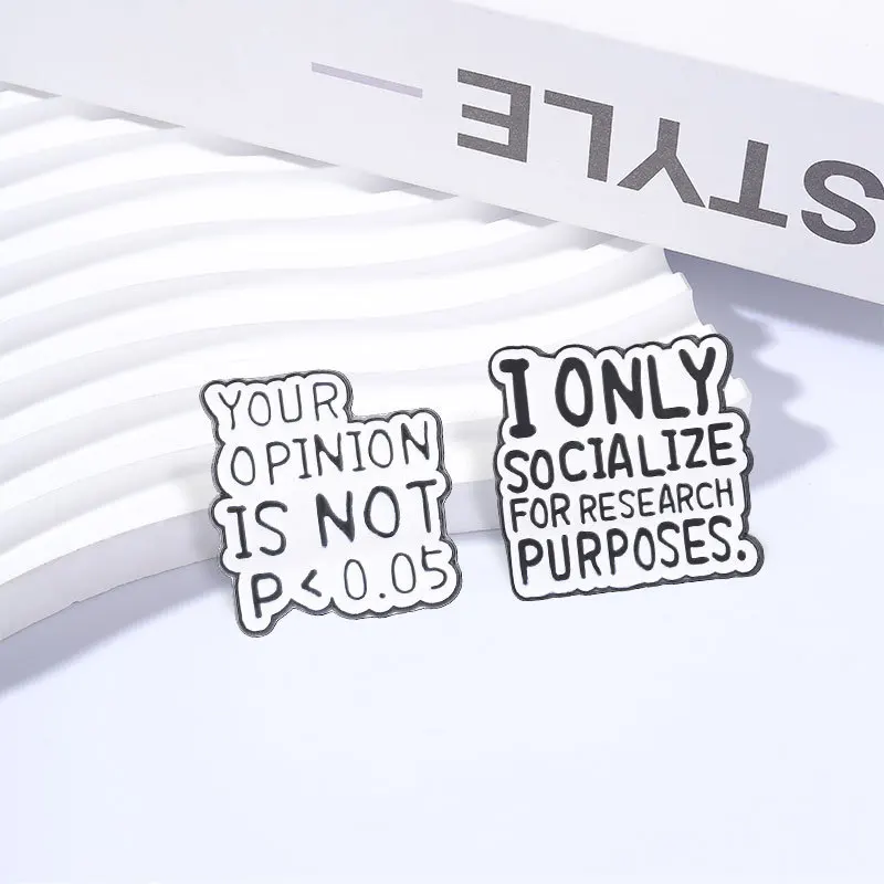 Funny Quotes for Researchers Badges: Humorous Survey Statistics-Related Quotes Minimalist Black & White Letter Pendants
