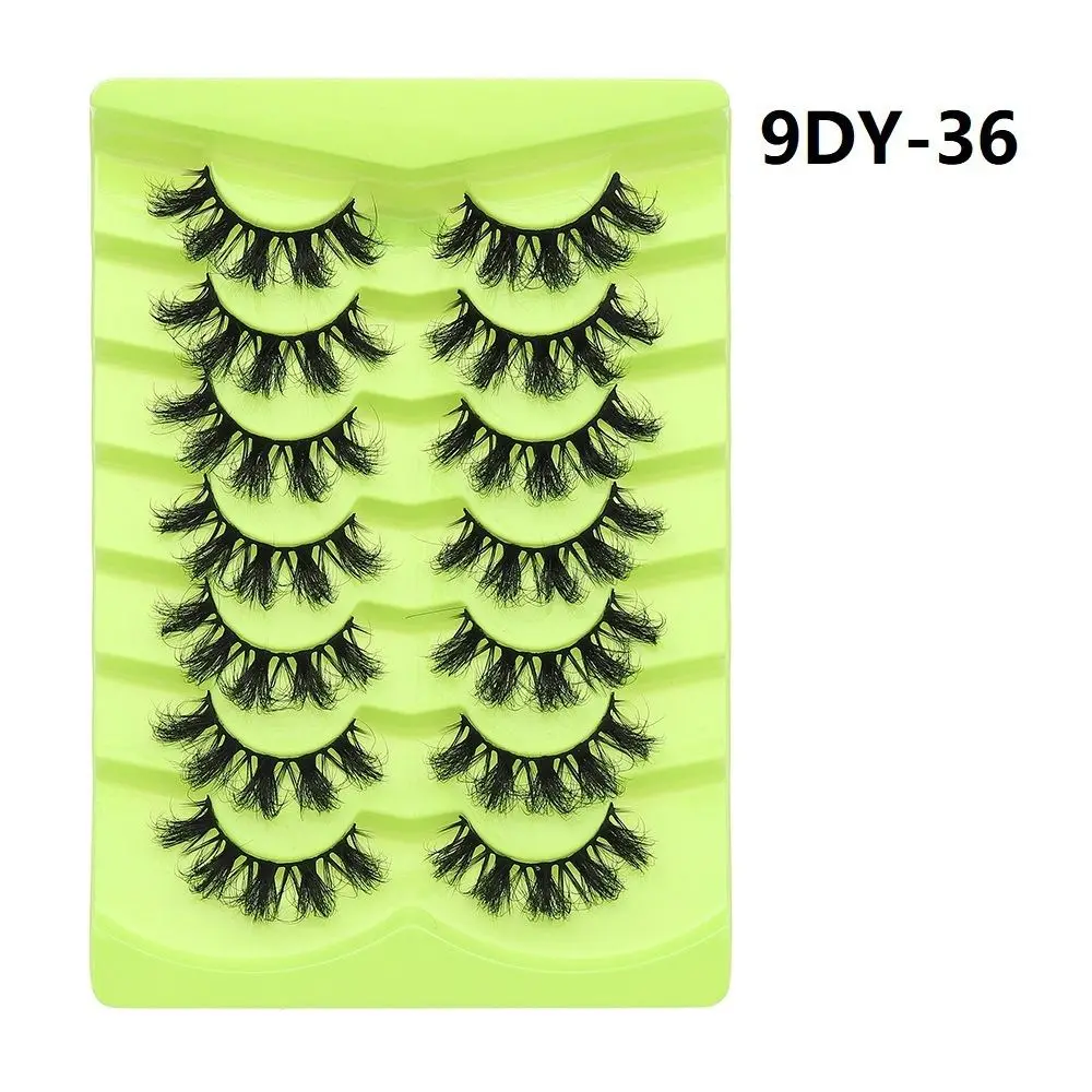 7 Pairs Natural Long False Eyelashes Eyelash Extension Thick Fluffy Lashes Cat Eye Eyelashes Exaggerated Reusable 3D Mink Lashes