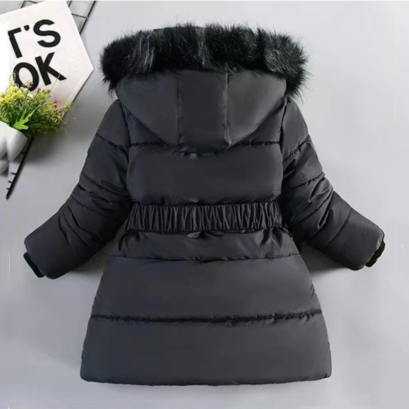 Girls Hooded Cotton Jacket Winter Keep Warm Fashion Windproof Outerwear Birthday Christmas Coat Kids Clothes New 4-10 Years Old