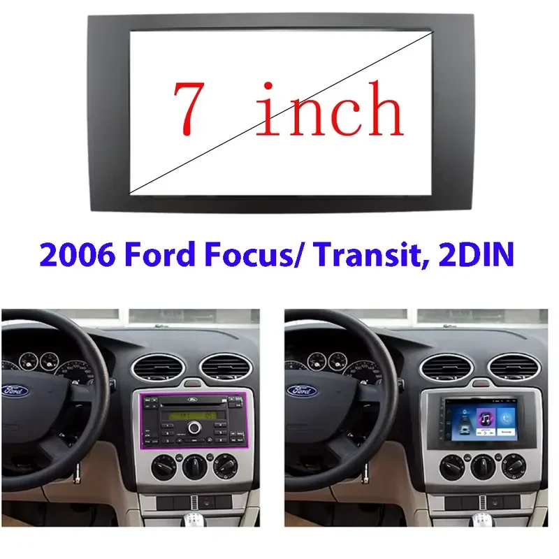 2 Din Car Radio Panel 7 Inch Double Fascia Frame For Ford Focus C Max S Max Fusion Transit Fiesta Multimedia Player Dashboard
