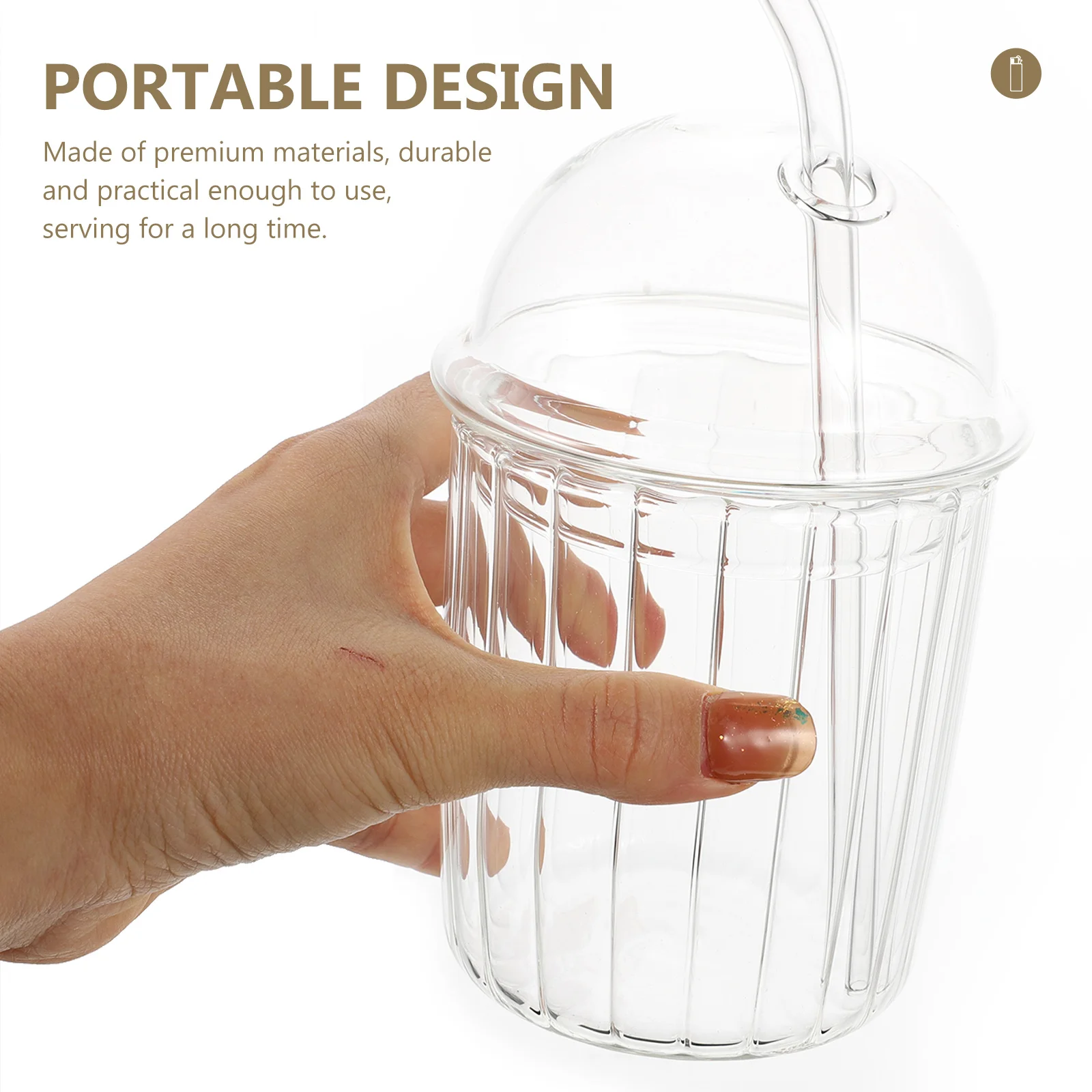 

1Set Travel Water Bottle Compact Straw Cup Practical Multi-Function Reusable Flat Bottomed Stylish Design