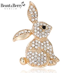 Beaut&Berry Shiny Rhinestone Rabbit Brooches for Women Unisex Animal Pins Multi-color Available Casual Party Accessories Gifts