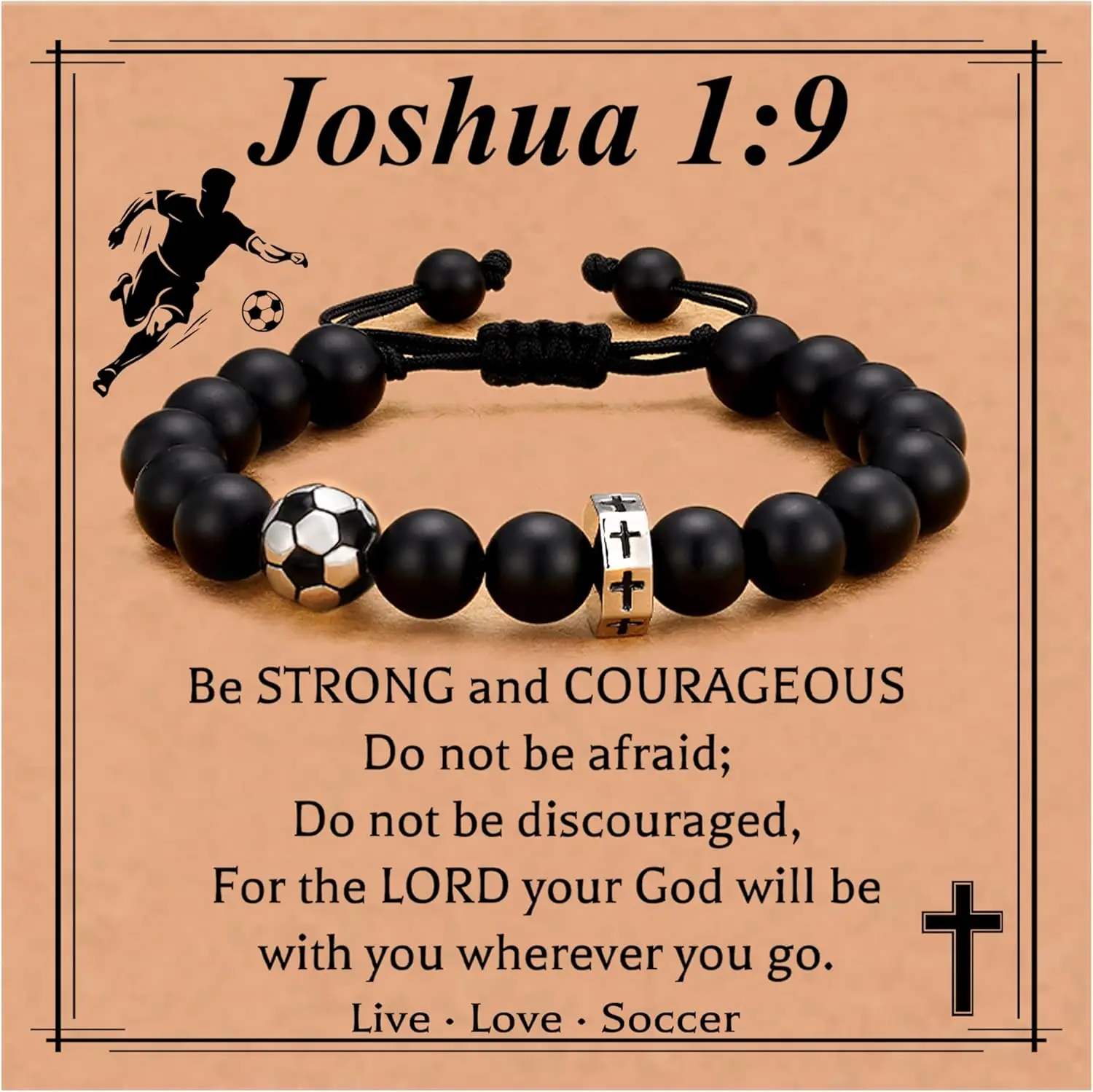 

Baseball/Basketball/Football/Soccer Bracelet for Boys Cross Beaded Bracelet Gifts for Son Grandson