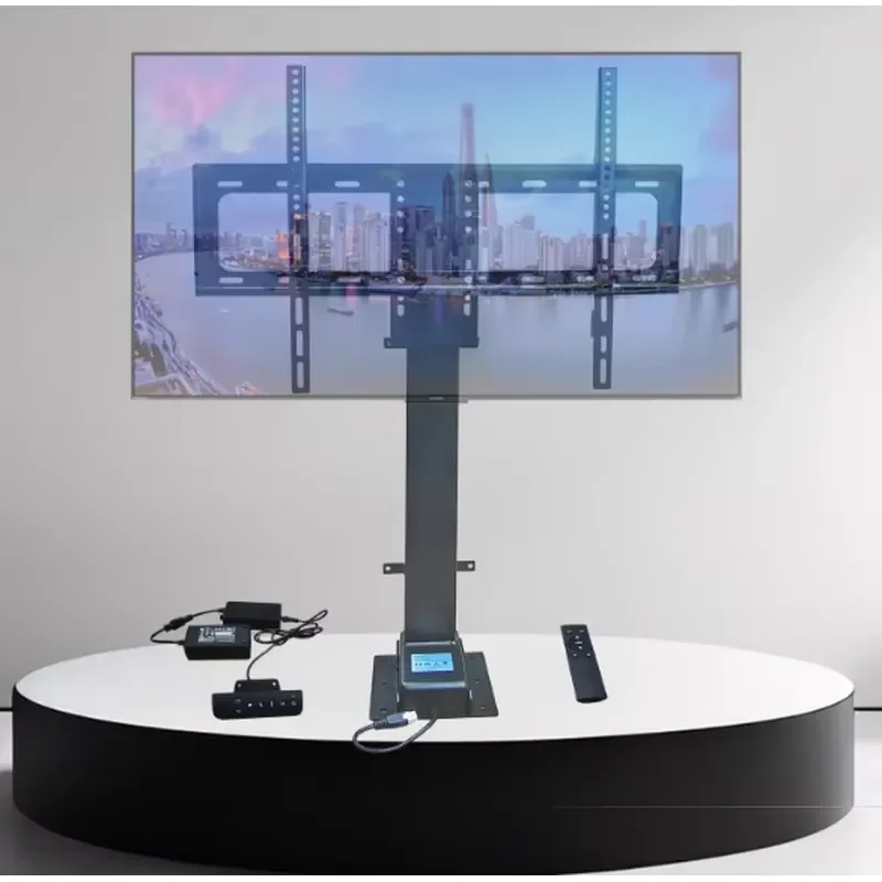 Motorized Hidden TV Cabinet Lift Electrically Height-Adjustable TV Bracket for Installation 32-85 Inches with Remote Control