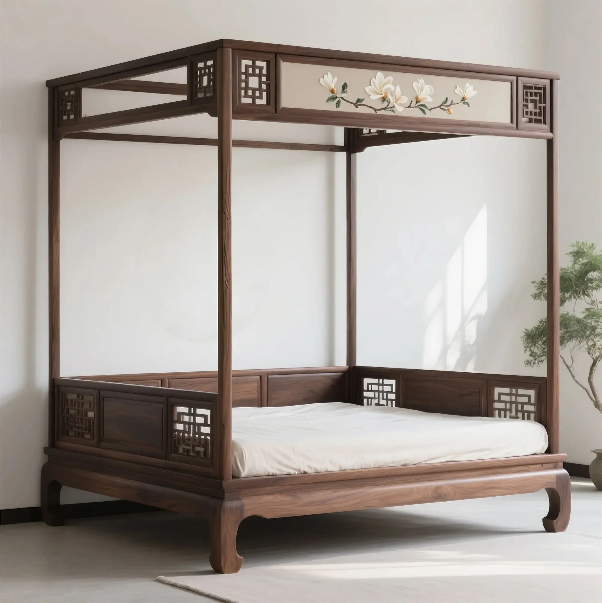 Solid wood stepping bed, rural home master bedroom double step bed
