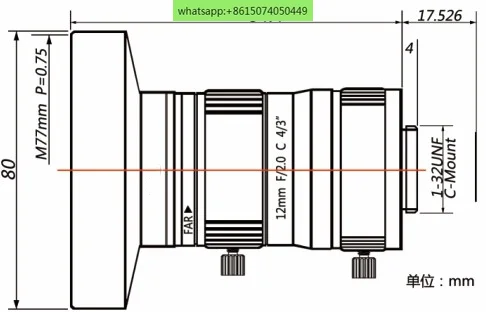 10 megapixel industrial camera lens fixed focus 12mm4/3 inch C-port manual aperture DY2012-1K-4