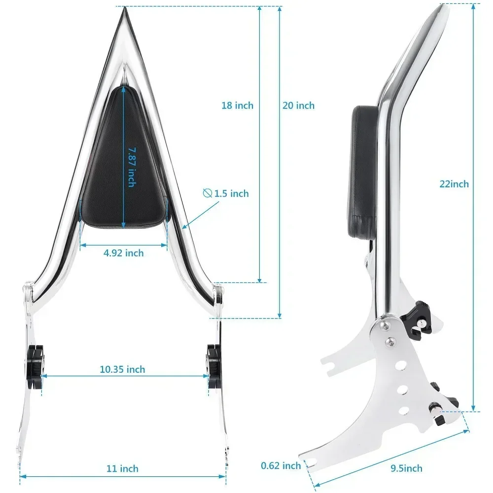 Motorcycle Detachable Rear Backrest Pad Passenger Sissy Bar Bracket For Harley Sportster Iron XL 883 1200 48 72 2004-2022