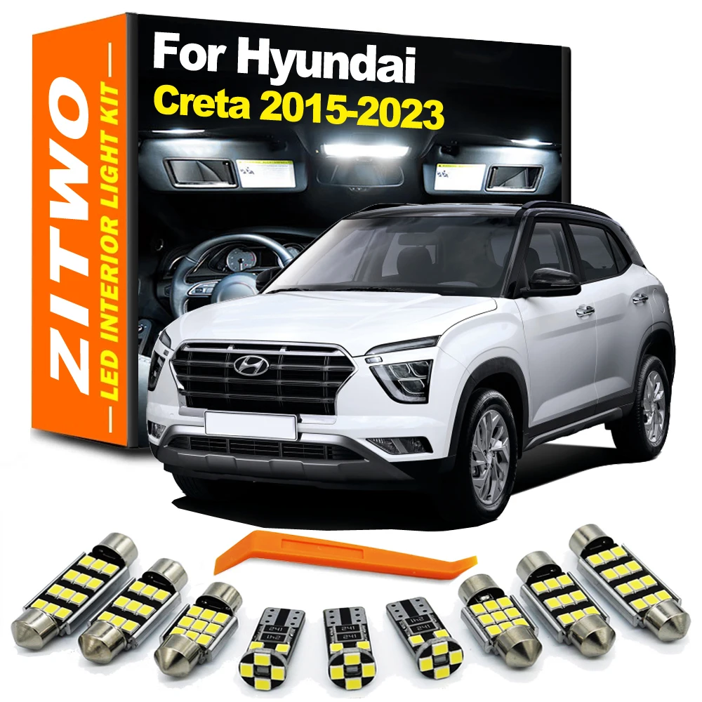 ZITWO 11Pcs LED Interior Reading Plate Light Bulb Kit For Hyundai Creta 2015 2016 2017 2018 2019 2020 2021 2022 2023 Accessories