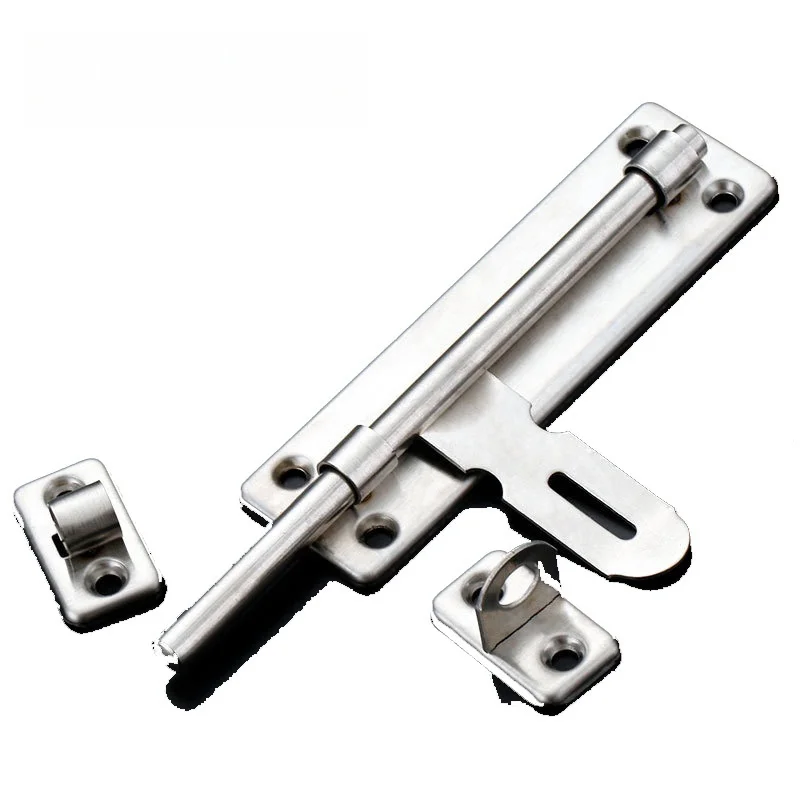 4/6 Inch Long Silver Stainless Steel Door Bolts Latch Solid Sliding Bolt Latch Hasp Staple Gate Safety Lock Door Hardware