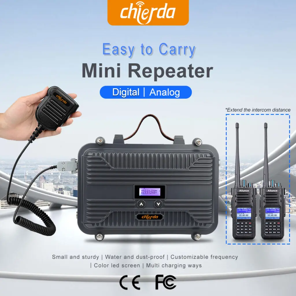 Imagem -04 - Chierda v9 Analógico Digital Mini Repetidor Portátil Amplificador de Potência Uhf ou Vhf 10w Veículo Rádio Comunicação Solução