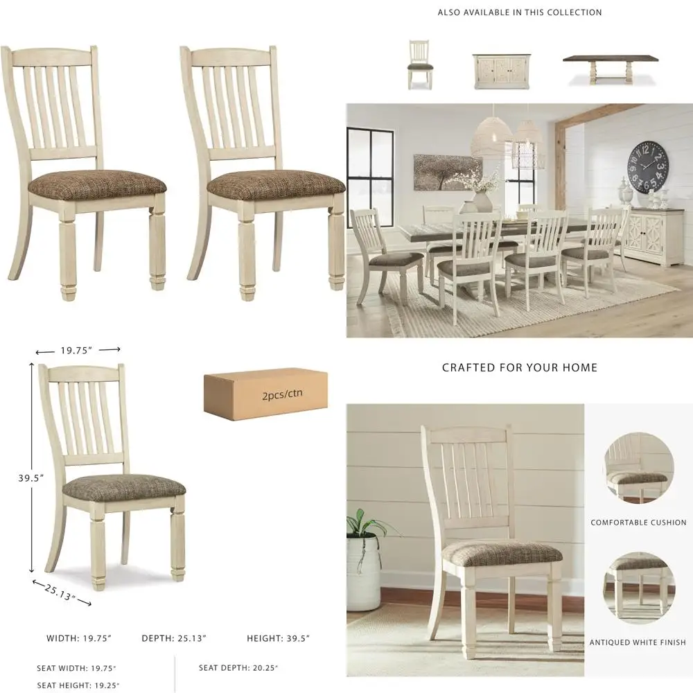Ashley Bolanburg 20 Upholstered Dining Chairs, Antique White, Set of 2