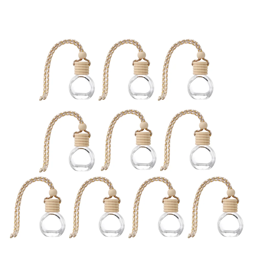 

10 Pcs Refillable Car Air Freshener Perfume Bottle Lanyards Hanging Bottles Wood