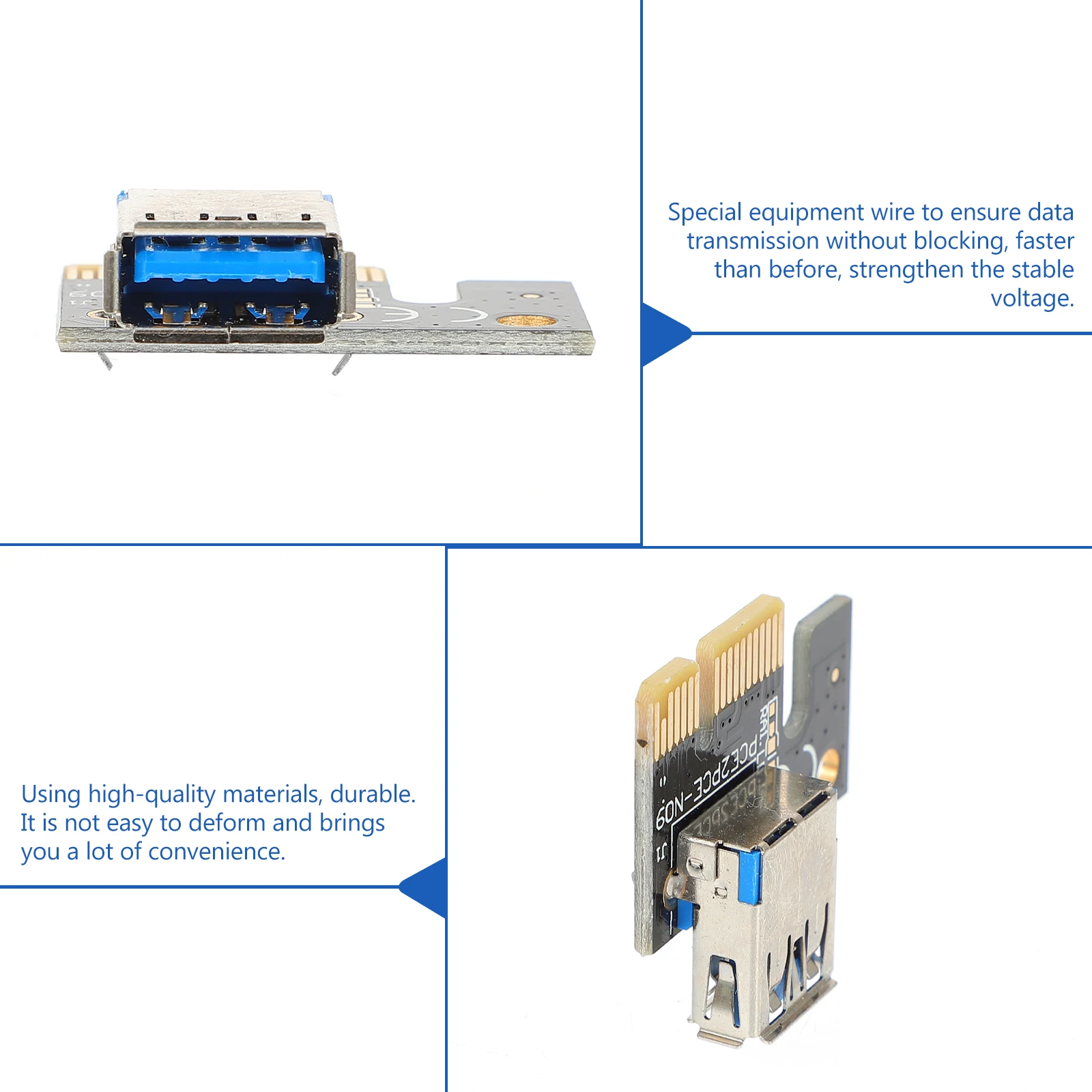 

4pcs PCI E 1X to 16X Adapter Riser Cards Black Computer Parts Mining Accessories USB Converters Easy Install Stable Performance