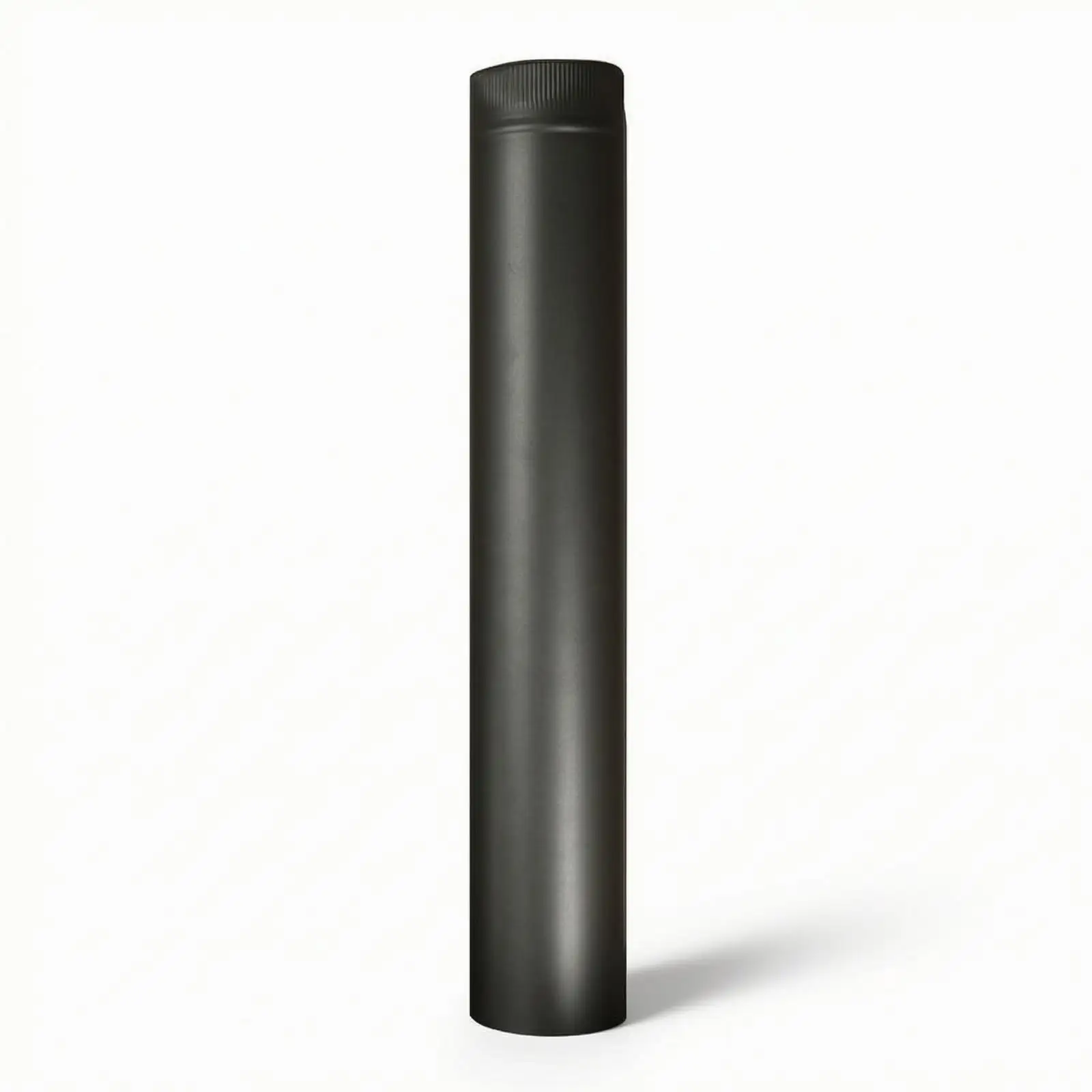 Fireplace Heater Pipe Matte Black Heater Pipe with Ribbed Collar Straight Chimney Flue 304 Stainless Steel