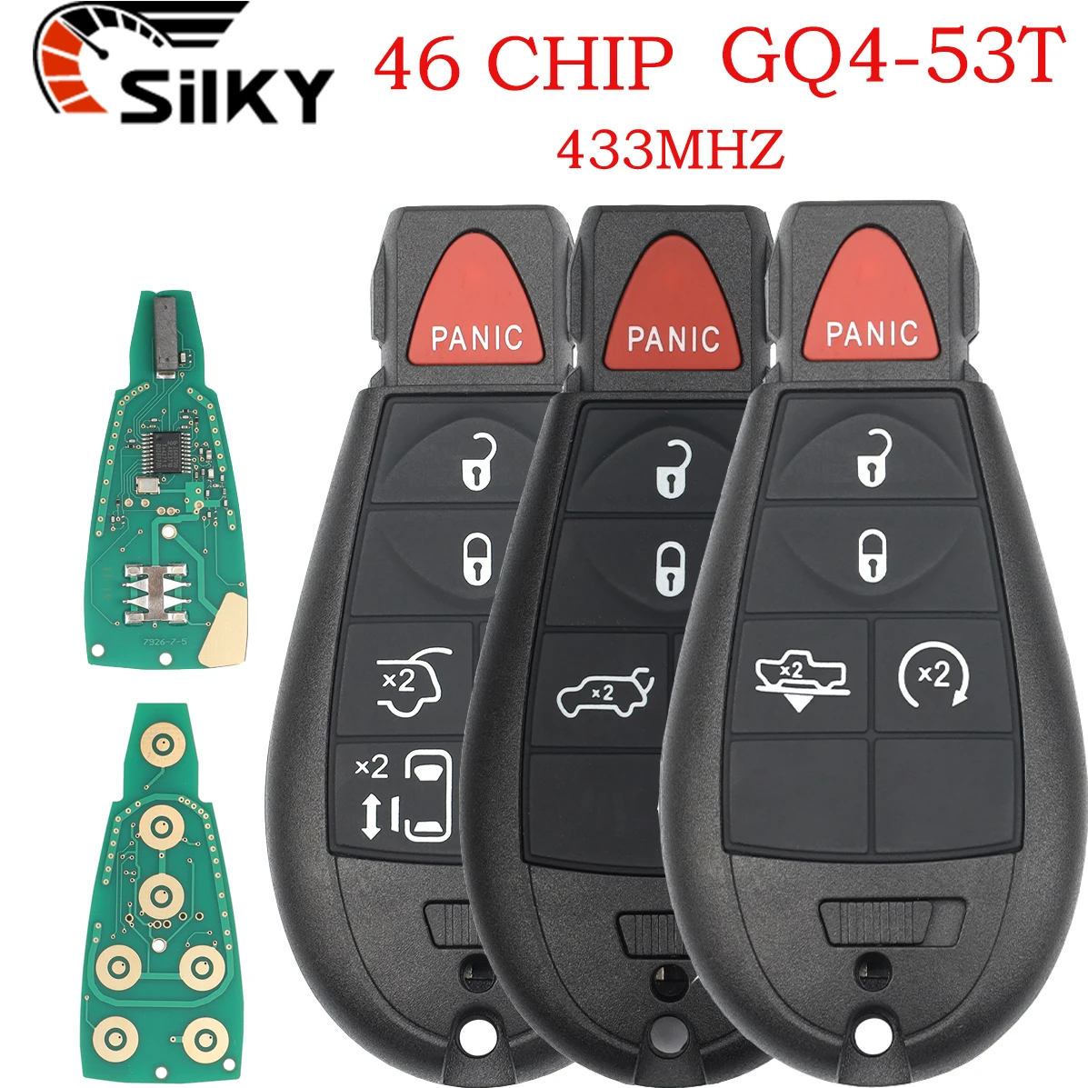 SilKY GQ4-53T 46 CHIP PCF7961 433MHz Car Remote Key For Jeep Cherokee Dodge Caravan RAM Chrysler Town & Country