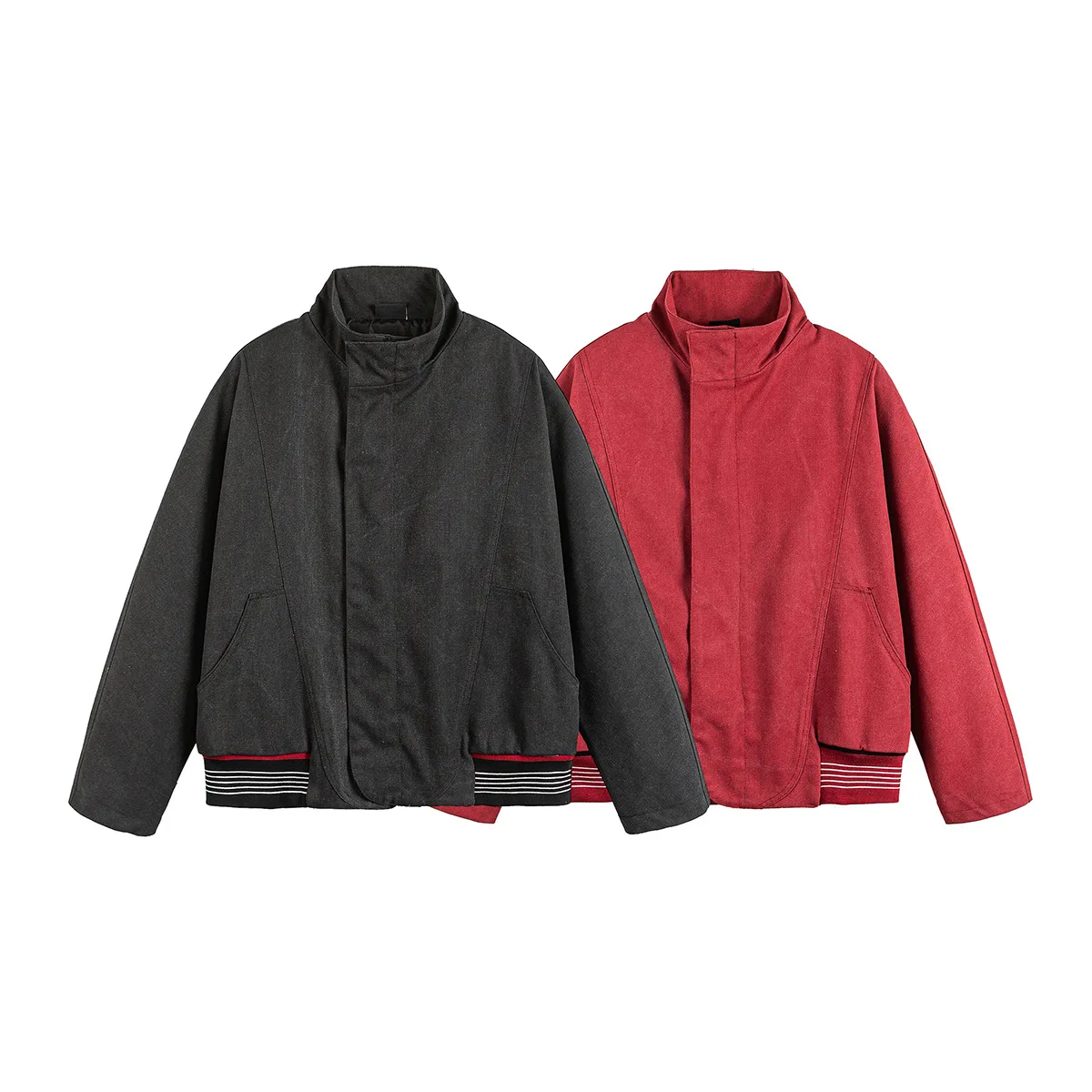 

Men's American fashion brand 2025 autumn new patchwork hem cargo jacket men's vintage stand-up collar jacket