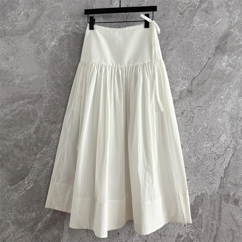 

Women's skirt New high waisted slim fit long skirt for autumn 2025 Cotton blend women's half skirt y2k A-line skirt white skirt