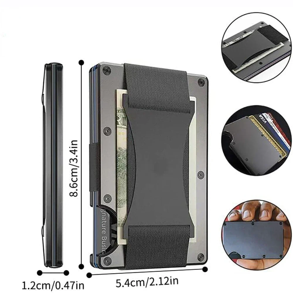 Forged Carbon Fiber Minimalist Slim Smart Wallets for Men Cashback Credit Card Holder Luxury Aluminium Wallet Rfid Money Clip