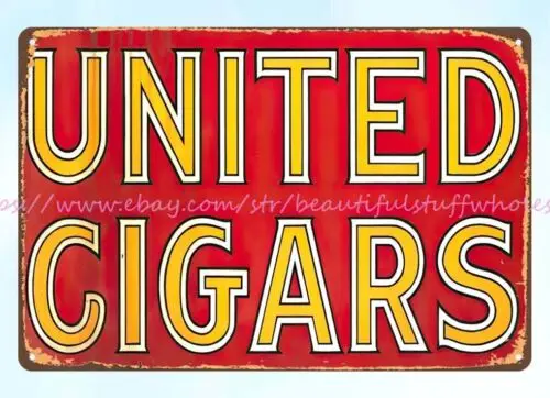 United Cigars smoker man cave metal tin sign interior design living room