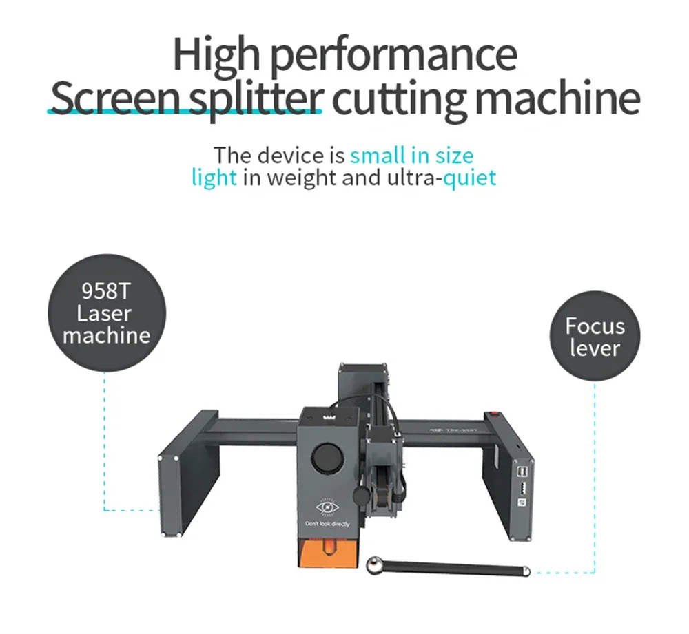 TBK-958T 20W Intelligent Laser Marking Machine OCA Glue Remove For iPhone XS 11 12 13 15 Pro Max Back Glass Separate Replacement