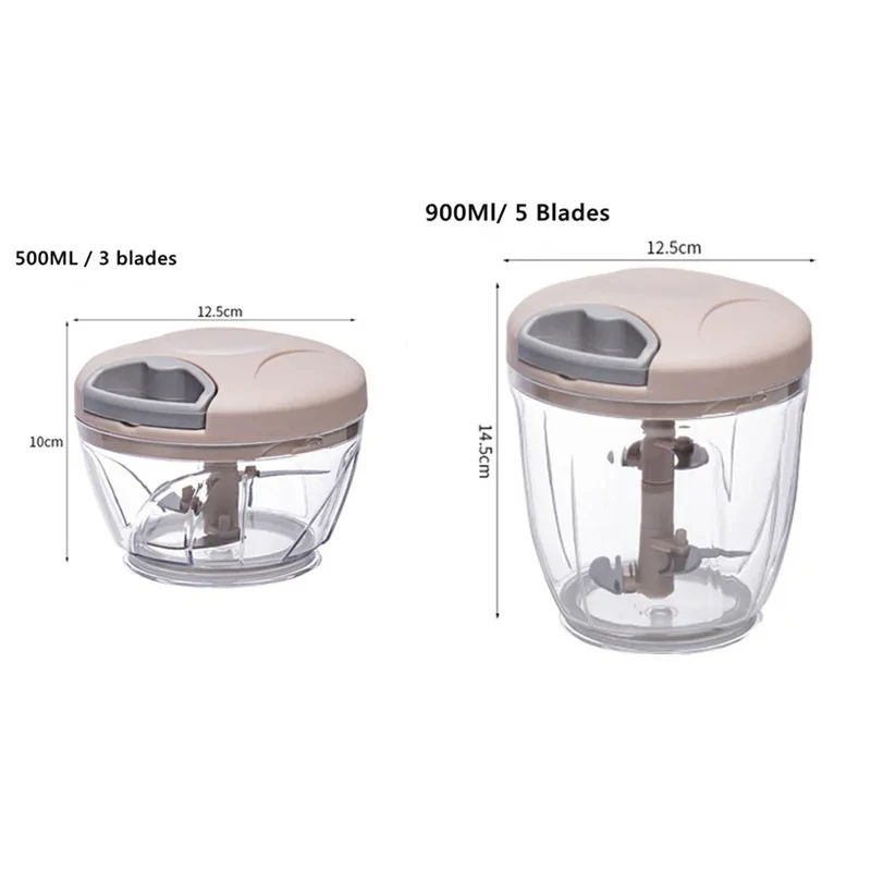 500/900ML Manual Meat Mincer Garlic Chopper Hand Pull Press Crusher Vegetable Grinder Chili Onion Cutter Kitchen Cooking Tools