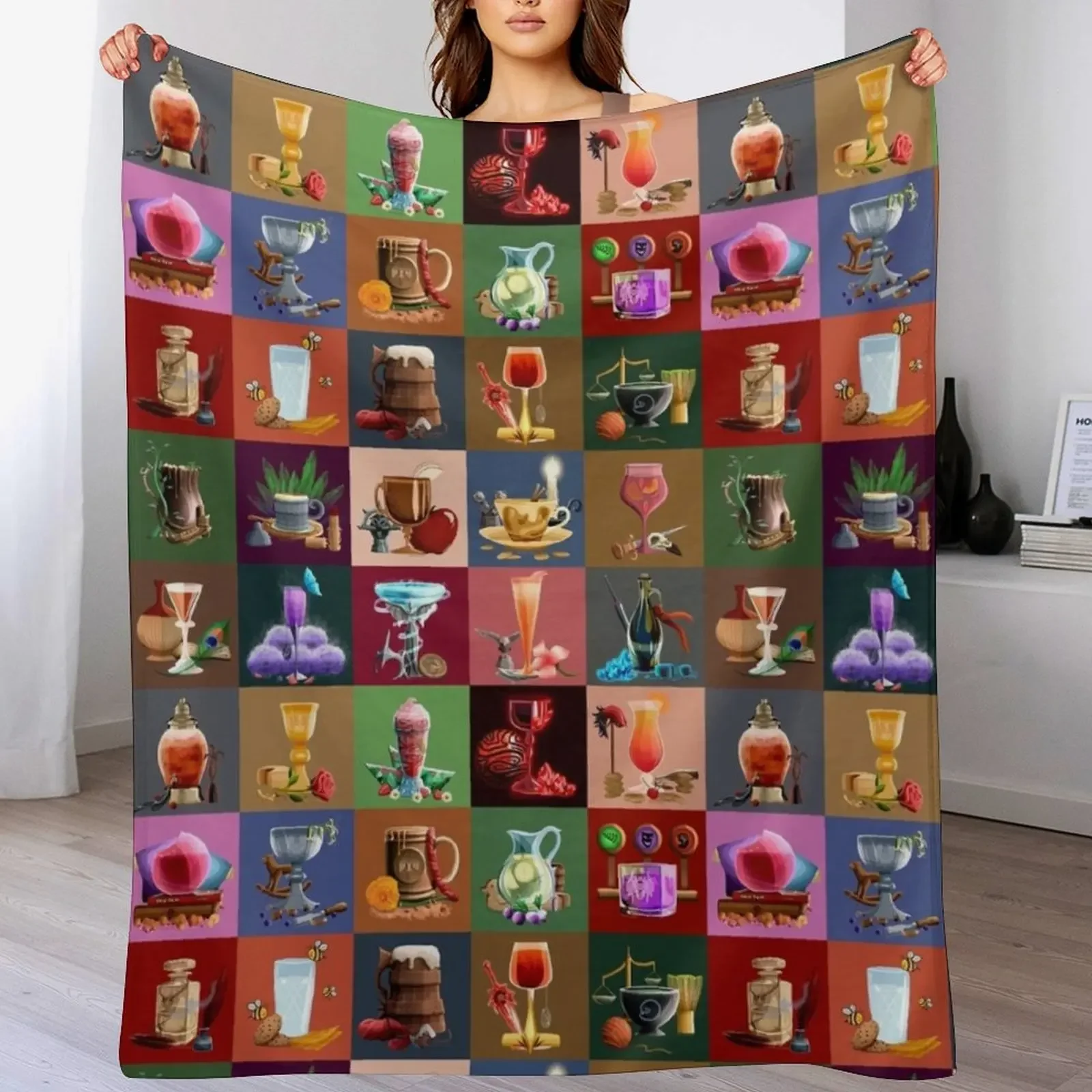 

Sip-Sips of Thedas Entire Collection Collage Throw Blanket Lightweight Warm Blanket for Indoor Outdoor Use