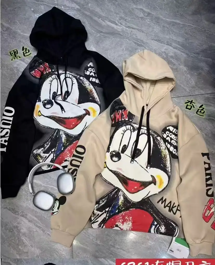 Europäischen Stil Kurze Top für Frauen Mode Brief Patch Graffiti Lose Beiläufige Mit Kapuze Sweatshirt Hoodies Frauen 2025, Neue