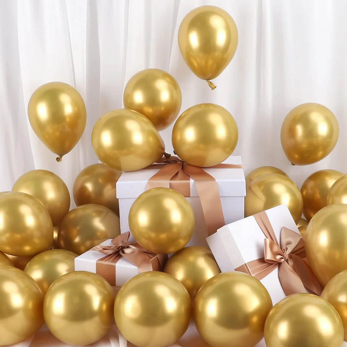 Goldene Luftballons, 100 Stück, 12,7 cm, Chrom-Metallic-Latex, Goldballon für Partyzubehör, Geburtstag, Festival, Babyparty, Hochzeitsdekoration