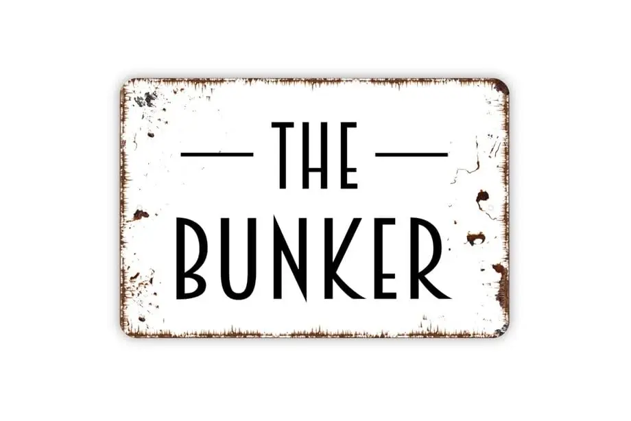 The Bunker Sign - Metal Indoor or Outdoor Wall Art - Size: 8 x 12 Inches