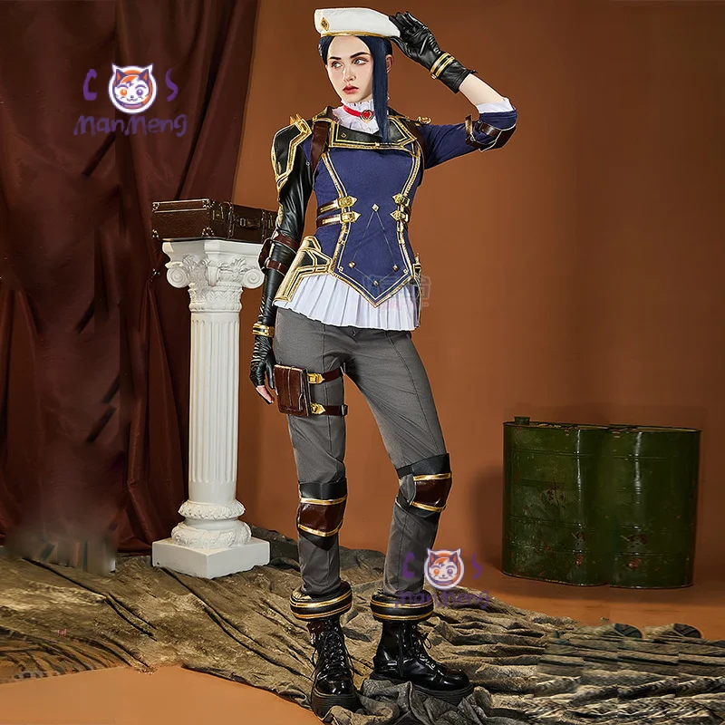 Arcane Season 2 Caitlyn·Kiramman LOL Cosplay costume Hat Shoulder Armor Gloves Leg Bag Set Party Carnival Handsome Woman Uniform