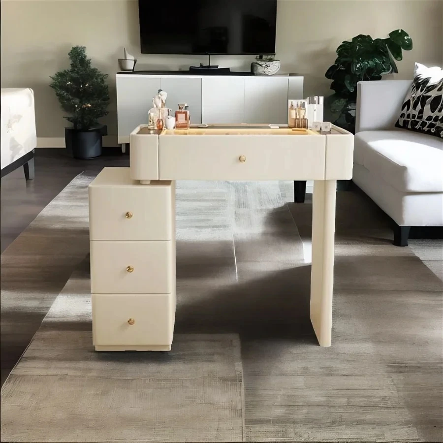 

Nail Table Luxury Nordic Dressing Comfortable Furniture Drawers Comfortable Dresser Modern Tocadores Mirrors White Desk Rooms