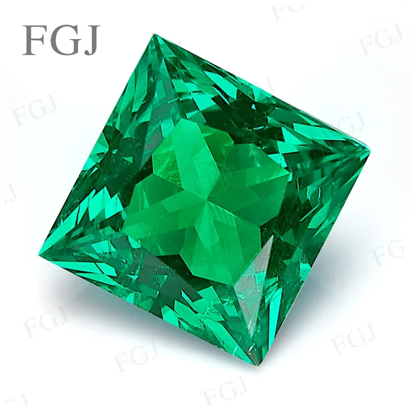 

Newest with AGL Certificate Lab Grown Colombian Emerald Hydrothermal Princess Cut Gemstone Inclusions Inside Jewelry Making