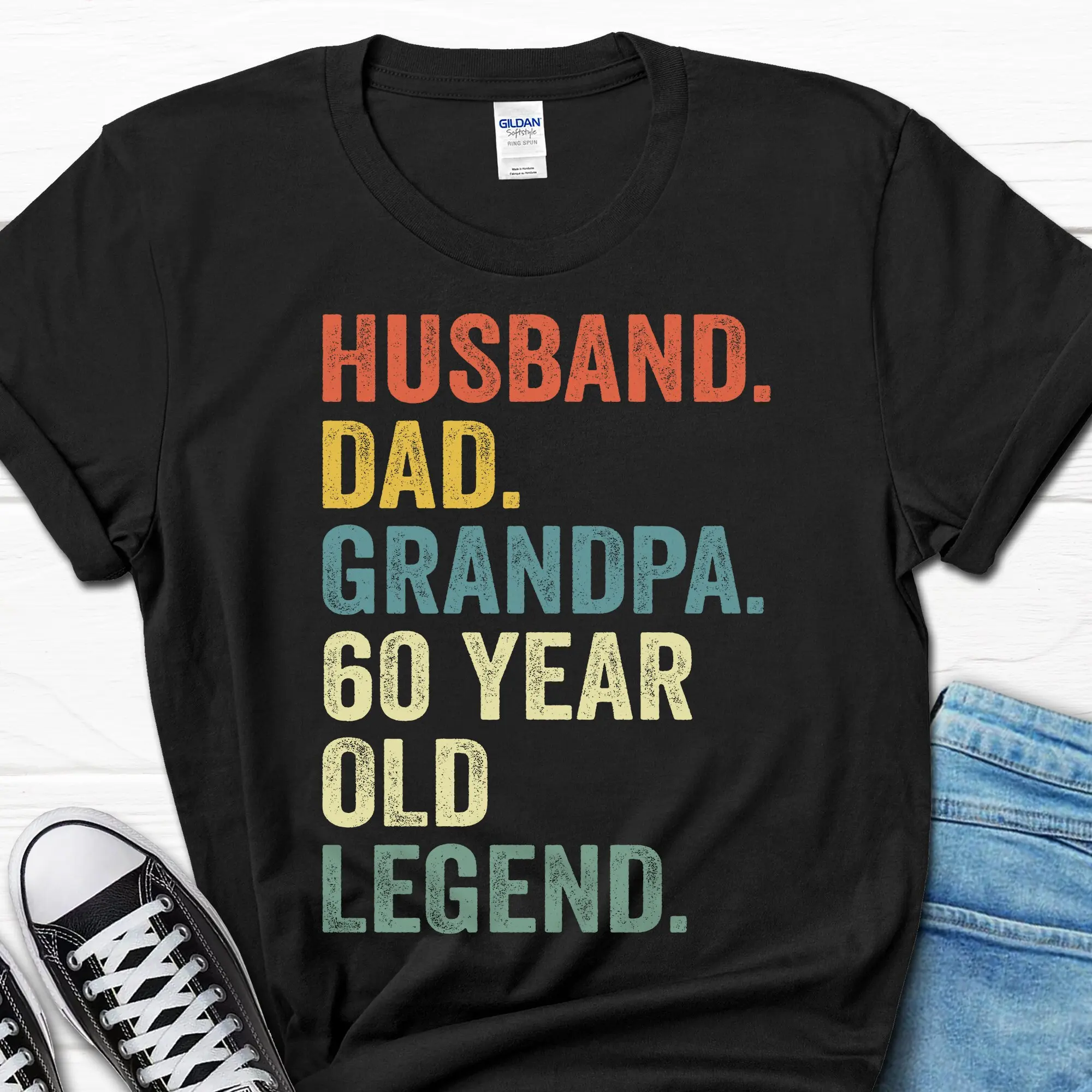 Husband Dad Grandpa 60 Year Old Legend T Shirt 60th Birthday for Men Him