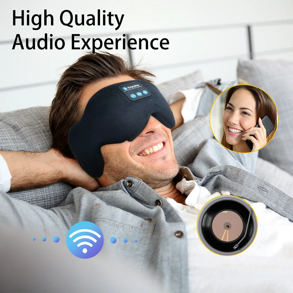 Mascarilla para dormir con Bluetooth 5,3, auriculares inalámbricos para dormir, sombra De ojos para hombres y mujeres