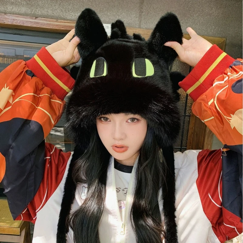 Potdemiel 2025 Nuevo Gorro de Invierno Cálido con Diseño de Anime de Dragón Sin Dientes, Ideal para el Frío