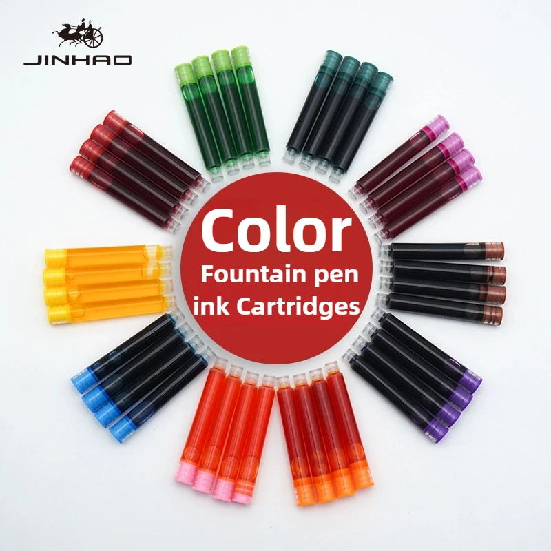 

500/12 PCS JINHAO Universal 12 Colors Non carbon Fountain Pen 3.4mm Ink Cartridges Sac Refills School Office Supplies Stationery
