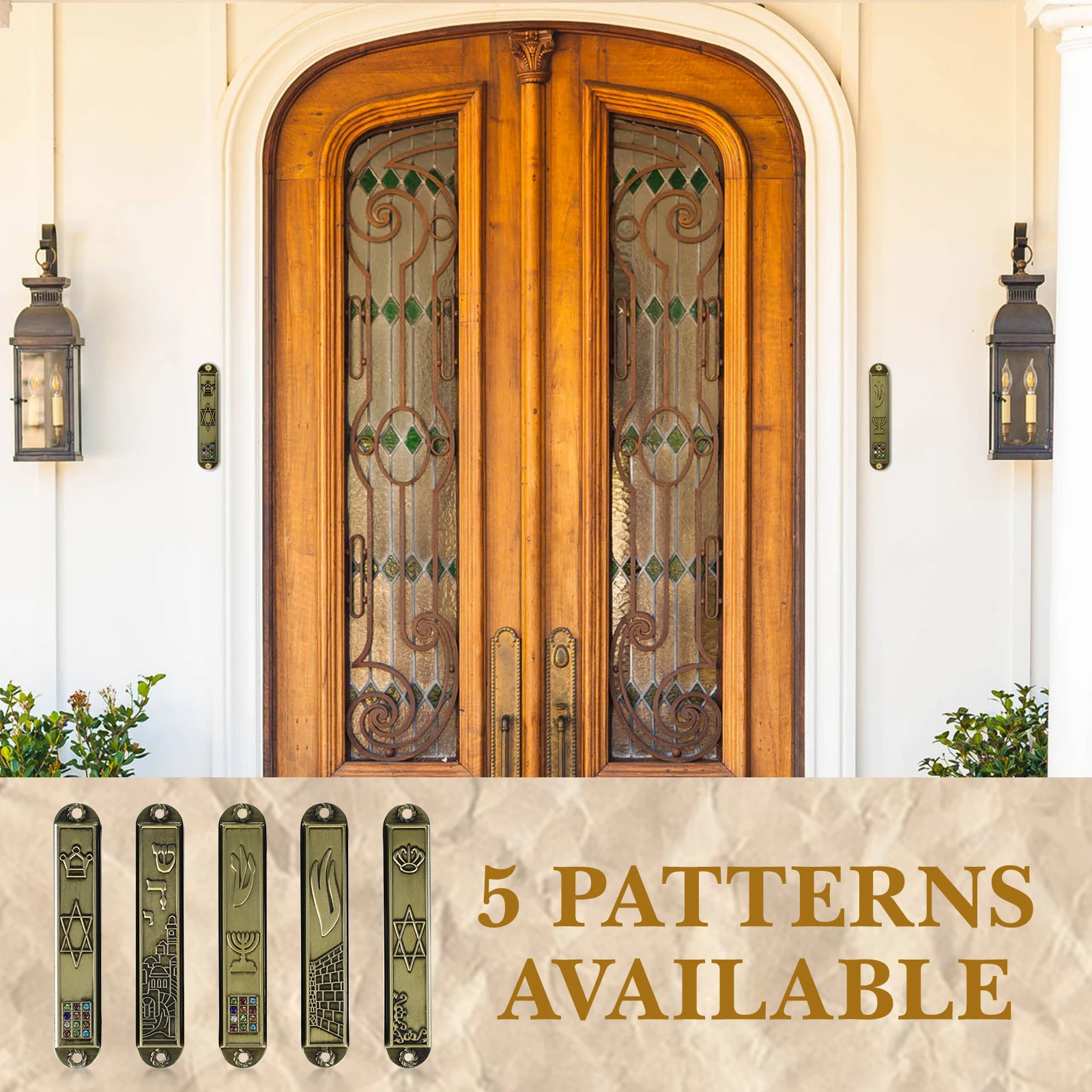 

5Pcs Decorative Metal Mezuzah Retro Style House Mezuzah for Prayer Meditation Religious Home Blessing Symbol Home Decor