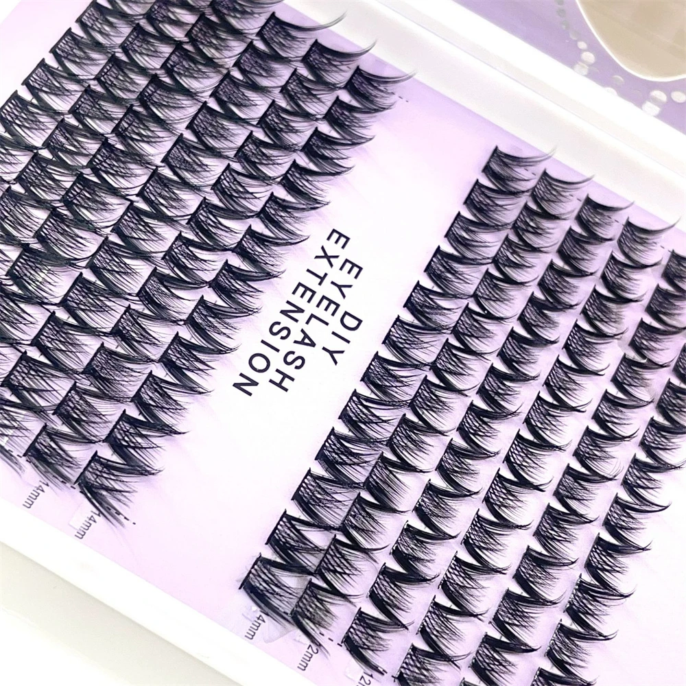 Grube, gęste, trójwymiarowe, samozaciskowe, segmentowe, długie rzęsy w kształcie krzyża, zestaw do samodzielnego przedłużania rzęs, szybsze i łatwiejsze nakładanie.