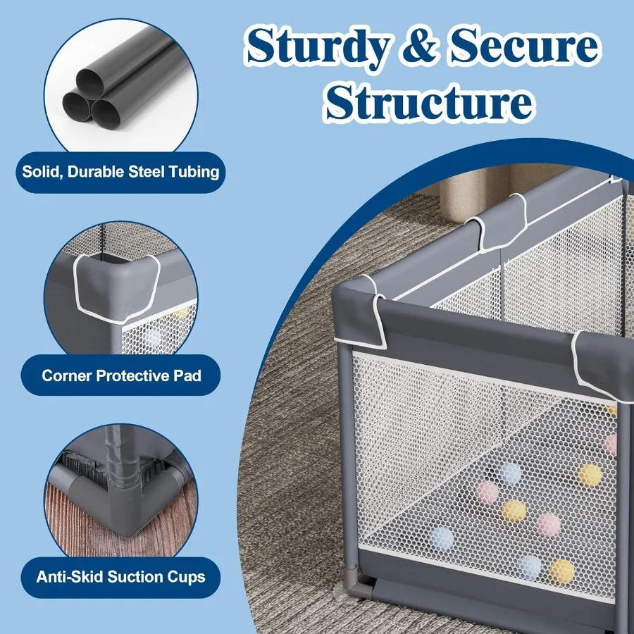 Cercadinho para bebês com tapete, quintal com tapete para brincar, cercadinho para crianças pequenas com bolsa, centro de atividades internas e externas 50x50