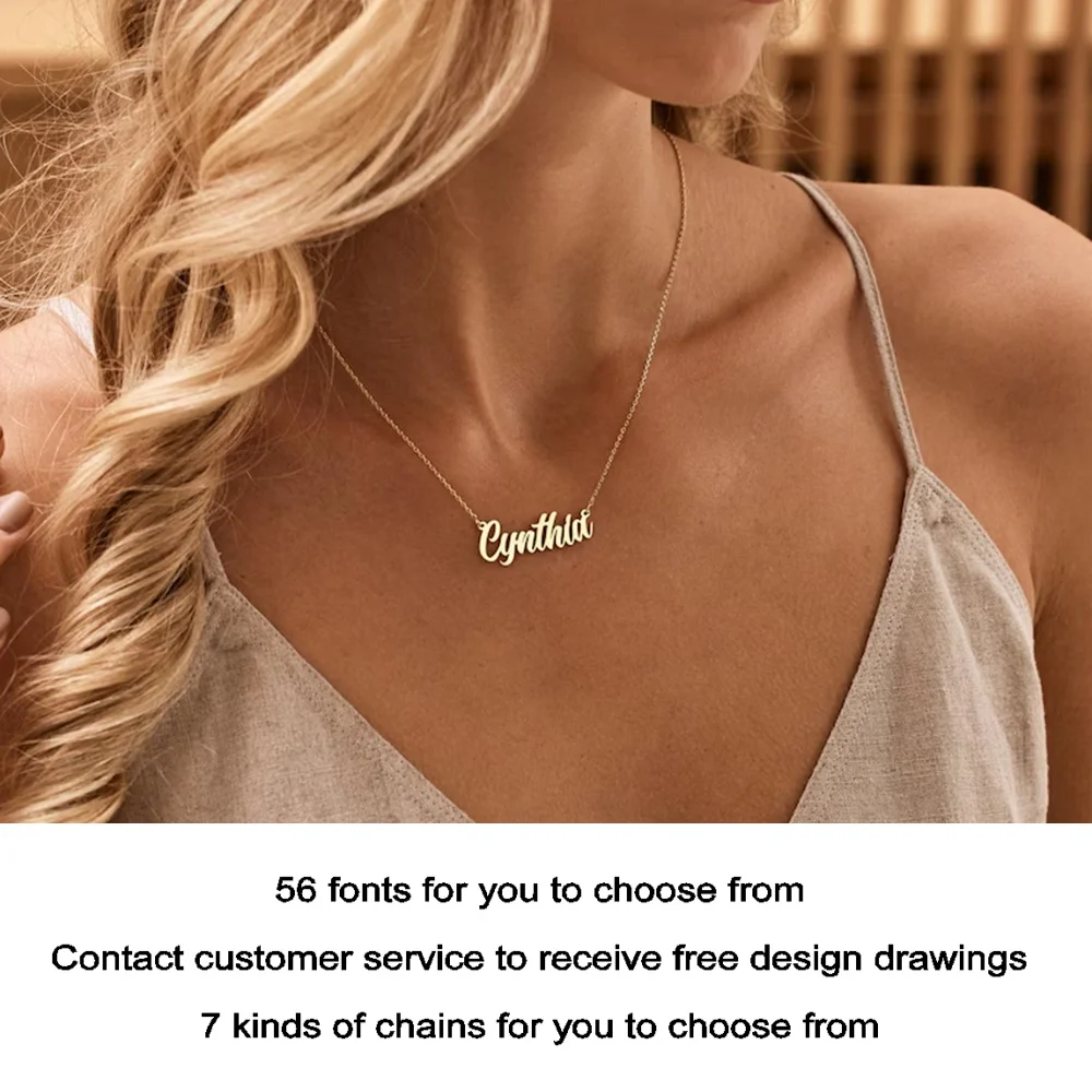 

New custom-made name women's necklace, high-quality waterproof gold-plated chain, personalized couple necklace silver