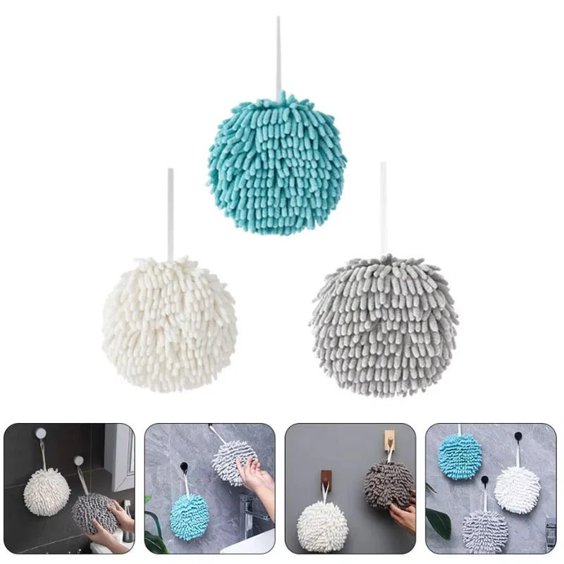 1/2pcs Quick Dry Soft Absorbent Microfiber Towels Hand Towels Kitchen Bathroom Hand Towel Ball with Hanging Loops Cleaning Cloth