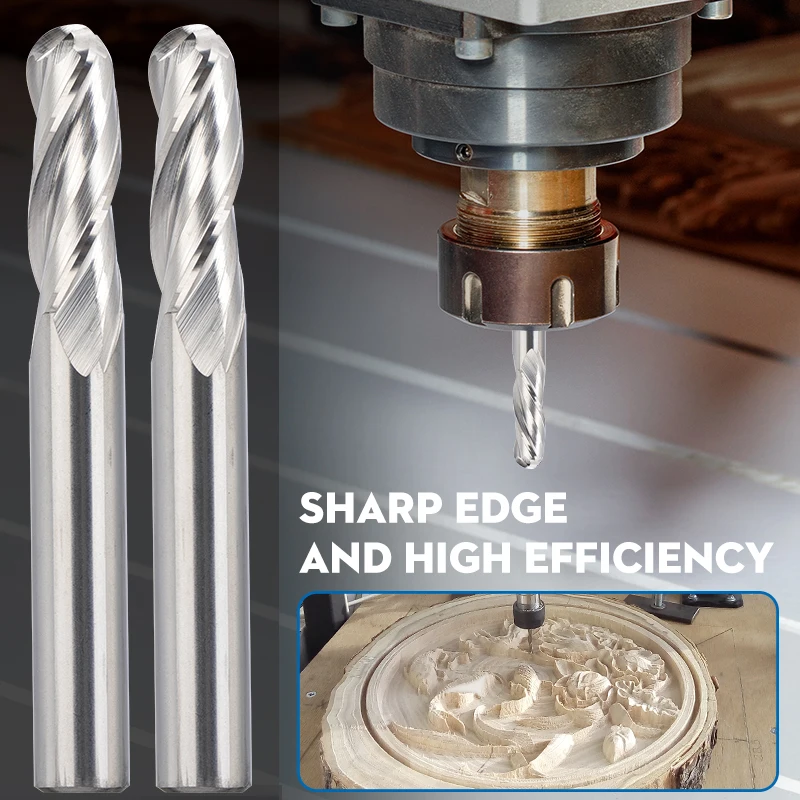 XUCHUAN 1 STÜCK Schaftfräser 6,35 mm Schaft Hartmetall-Kugelkopffräser 3 Flöte CNC-Fräser für Holzbearbeitungswerkzeug Spiralfräser – Detail 6