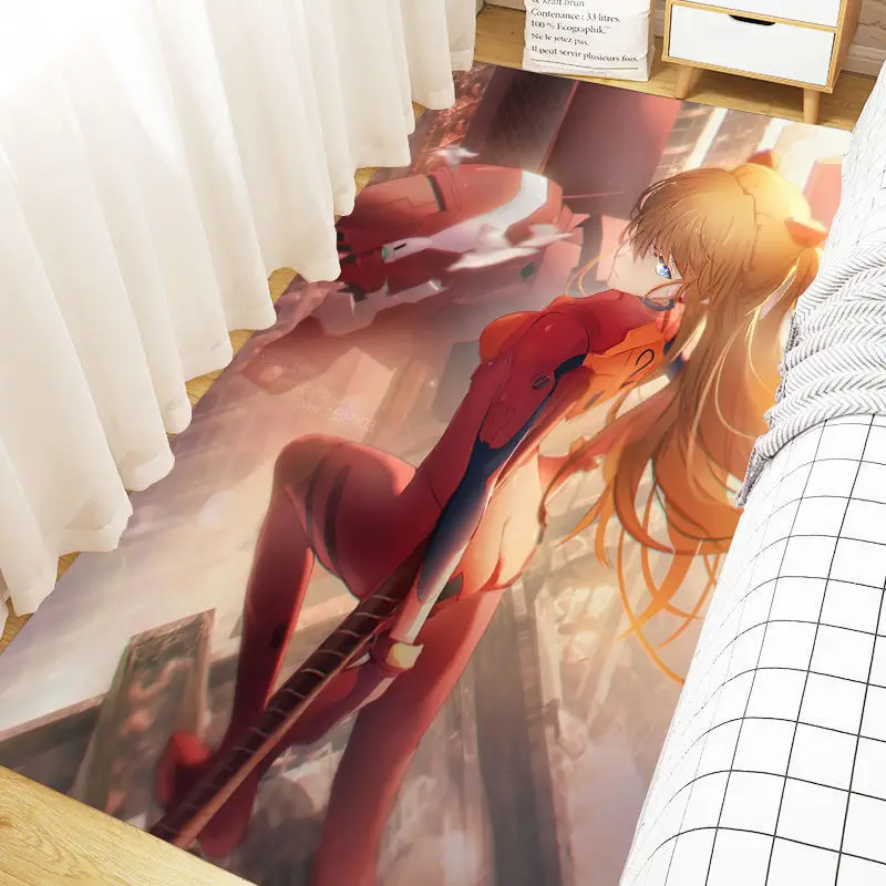 EVANGELION Cartoon Anime Surrounding Asuka Ayanami Rei EVA Mecha Living Room Bedroom Bedside Velvet Carpet Door Decoration Mat
