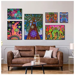 Abstract Blacklight Paintings Art Psychedelic Trippy Poster Prints Wall Canvas Wall Pictures For Living Room Home Decor