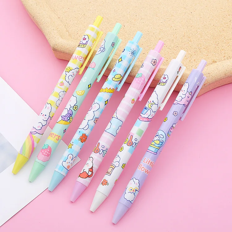 

30Pcs Kawaii Cloud Rabbit Press Neutral Pen Cute Cartoon Bunny Gel Pen 0.5mm Black Ink Signature Pen School Office Stationery