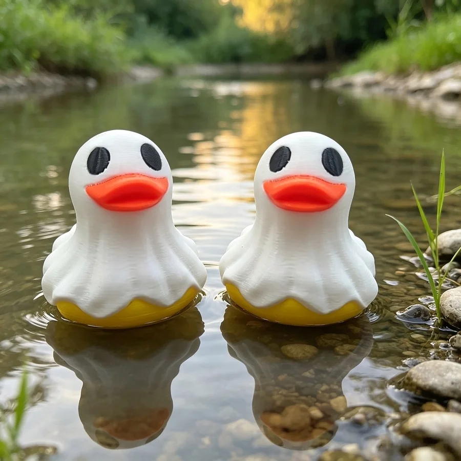 Halloween Ghost Duck Figurine 3D Print Cute Spooky Duck Statue Mini Desk Ornament Home Office Decor Funny Halloween Party Gift