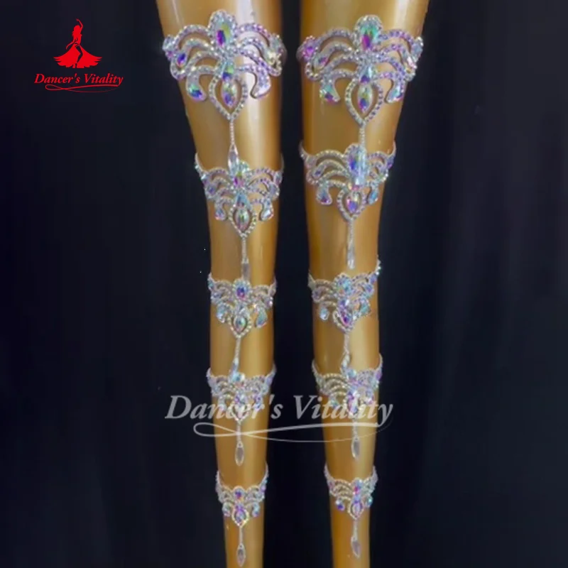 Belly Dancing Performance Accessories Women's Senior AB Stones Leg Rings Oriental Dance Competition Jewelry Dancer's Vitality