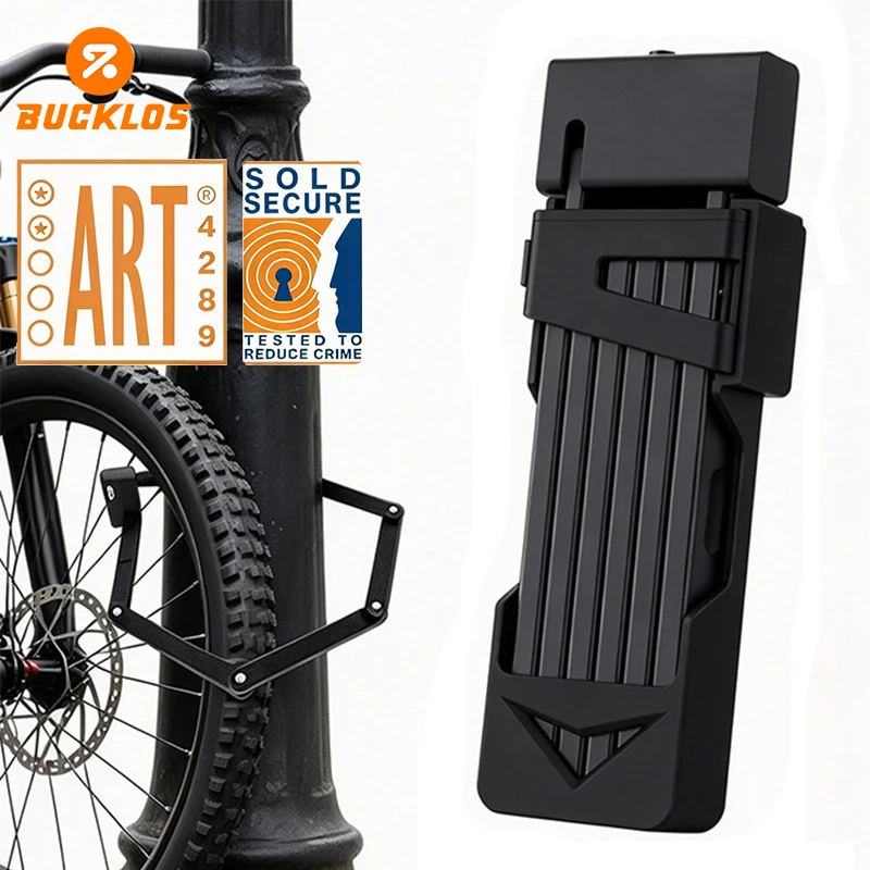 BUCKLOS Bike Key Lock ART2 Foldable Bicycle Safety Lock Anti-theft MTB Road Bicycle Folding Lock with Keys for Scooter E-Bike